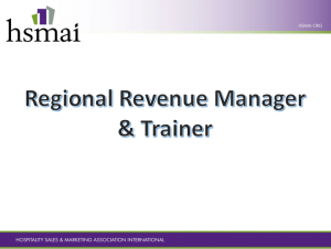 Job Description - Regional Revenue Manager and trainer